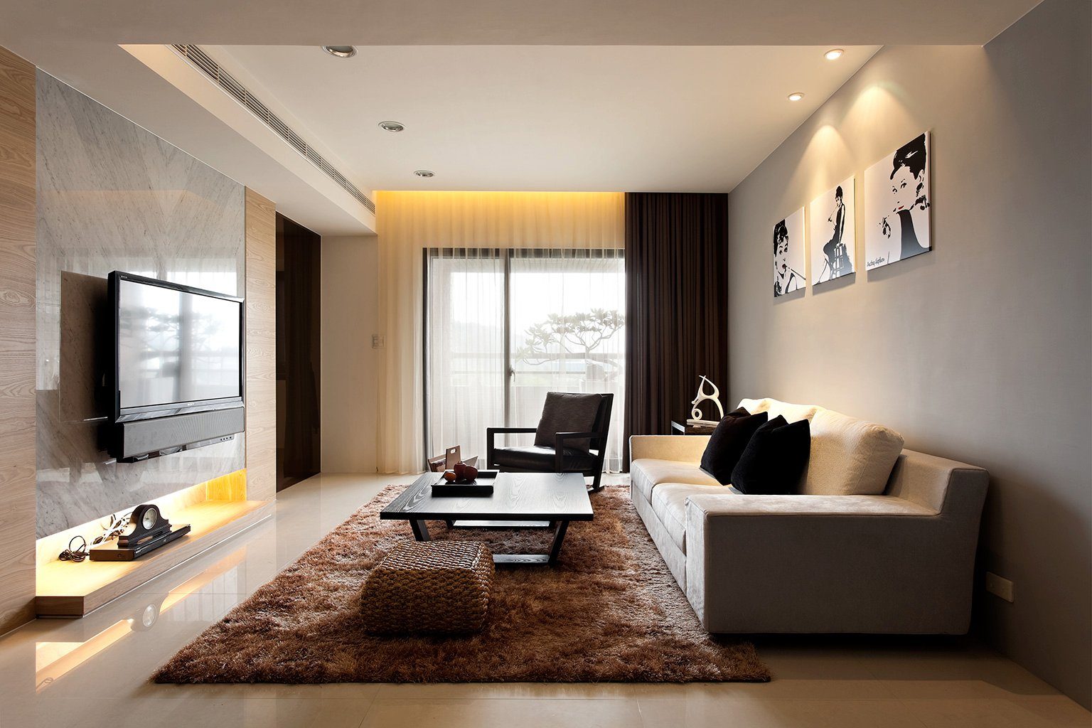 Composición de un salón minimalista